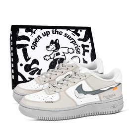 Nike Кроссовки Air Force 1 Gray Tone Lifestyle Box, износостойкие, низкие, для скейтбординга, унисекс, серые, желтые, белые, синие dd8959-100(team971-灰调生活鞋盒1) | gray yellow white blue