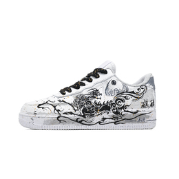 Nike Кроссовки для скейтбординга Air Force 1 Qilin, износостойкие, низкие, унисекс, черные, белые cw2288-111(team998-麒麟) | black white