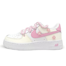Nike Кроссовки для скейтбординга Air Force 1 женские, низкие, розовые, желтые dd8959-100（team1267-甜莓小花） | pink