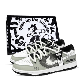 Nike Кроссовки для скейтбординга Dunk Money, устойчивые к истиранию, унисекс, зеленые, серые, белые hf5441-100（team-971money鞋盒） | green gray white