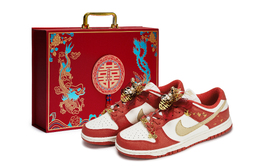 Nike Кроссовки для скейтбординга Dunk, женские, низкие, белые/красные/золотые dd1873-602(team80-女款杏结佳缘s-box) | white red gold