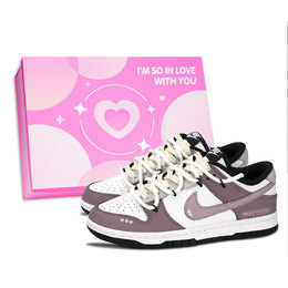 Nike Кроссовки для скейтбординга Dunk Black White, Message Of Love, износостойкие, низкие, унисекс, серые, фиолетовые dd1391-100（team883-爱的讯息女鞋盒） | gray purple