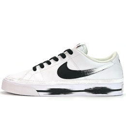 Nike Кроссовки Court Legacy Mountain Double Painting, износостойкие и легкие, низкие, для скейтбординга, унисекс, черные, белые dh3161-100（team801-山中双画） | black white