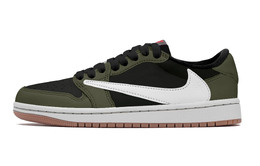 Jordan Баскетбольные кроссовки Travis Scott X Air 1 Vintage Unisex Low Top White dz4137-700（team1142-黑绿倒钩） | black white green