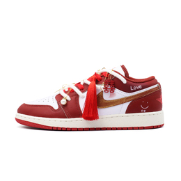 Jordan Баскетбольные кроссовки Air 1 Sweetheart Love Shoe, износостойкие, низкие, винтажные, красные fj3465-160（team932-甜心爱履） | red