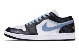 Jordan Баскетбольные кроссовки Air 1 Blue Moment с низким верхом, устойчивые к истиранию, винтажные, унисекс, сине-черные 553558-165（team73-蓝调时刻) | blue black