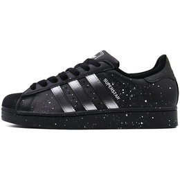 Adidas Низкие износостойкие кроссовки для скейтбординга SUPERSTAR, унисекс, черные, серебристые ji0079（team91-满天星 黑银） | black silver