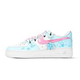 Nike Кроссовки Air Force 1 Flower Painted Leaf Language с низким верхом, устойчивые к истиранию, унисекс, синие, розовые, белые dd8959-100（team971-花绘叶语） | blue pink white