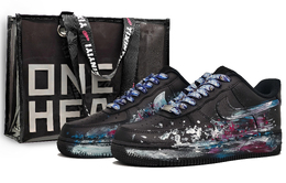 Nike Кроссовки Air Force 1 с низким верхом, устойчивые к истиранию, унисекс, черно-синие cw2288-001(team400-暴雨预警男女款青礼) | black blue (shopping bag)