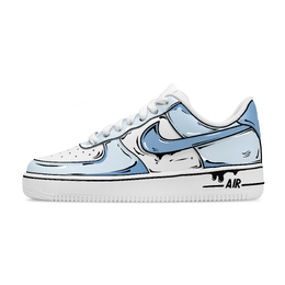 Nike Кроссовки для скейтборда Air Force 1 Comic Sky, устойчивые к истиранию, низкие, унисекс, белые, синие cw2288-111(team796-漫画天空) | white blue