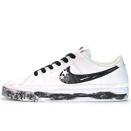 Nike Кроссовки Court Legacy YU Style In Motion, Star, износостойкие и легкие, унисекс, для скейтбординга, черные, белые dh3161-100（team1188-yu风而行） | black