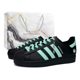Adidas Кроссовки для скейтбординга Superstar 2 Green Grape, износостойкие, низкие, унисекс, черно-зеленые ji0079（team865-青提果果sbox） | emerald (gray special shopping bag)