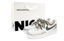Nike Кроссовки Air Force 1 с амортизацией, износостойкие, низкие, для скейтбординга, унисекс, цвет белый мокко cw2288-111（team1110-蚀旧榄叶s-box） | white mocha shopping bag