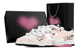 Nike Кроссовки для скейтбординга Dunk Agarwood Loose Silk, Heart Box, устойчивые к истиранию, розовые, белые, унисекс dd1391-100(team773-沉香散丝-爱心礼盒) | pink white
