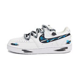 Nike Кроссовки Court Vision 1 Smile Messenger 2 с амортизацией, износостойкие, низкие, для скейтбординга, унисекс, черные, белые, синие dh2987-101(team591-微笑信使贰） | white
