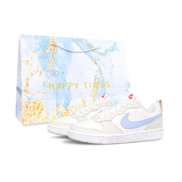 Nike Кроссовки Court Borough Sea Salt Blossom, износостойкие, для скейтбординга, женские, бежевые, белые, синие hq1189-141（team394-海盐朵朵） | beige white blue