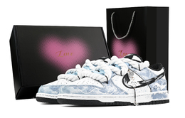 Nike Кроссовки для скейтбординга Dunk Whale Tide Guardian Heart Box, износостойкие, низкие, унисекс, сине-белые dd1391-100(team773-鲸汐守护-爱心礼盒) | blue white