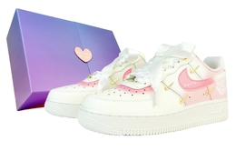 Nike Кроссовки для скейтбординга Air Force 1 с противоскользящим износостойким верхом, женские, розовые, белое золото fv3654-111(team74-金标玫瑰四钩sbox) | white