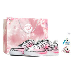 Nike Кроссовки для скейтбординга Air Force 1, унисекс, низкие, розовые/черные cw2288-111(team113-漫画风暴s-box) | black white pink