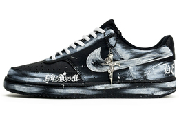 Nike Кроссовки Court Vision Gothic, Dark Shadow Knight, Thorn Rose, износостойкие, низкие, для скейтбординга, унисекс, черные, белые dh2987-002(team20-荆棘玫瑰) | black