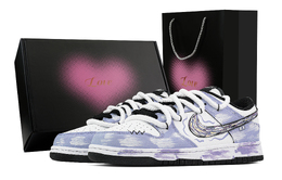 Nike Кроссовки для скейтбординга Dunk Mysterious Near Death Heart Box, устойчивые к истиранию, низкие, унисекс, фиолетовые, белые dd1391-100(team773-神秘弥留-爱心礼盒) | purple white