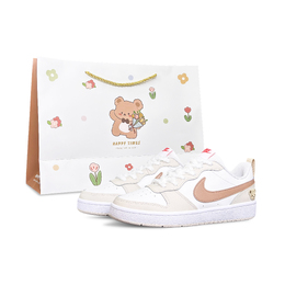Nike Сумка-шоппер Court Borough Latte Bear, износостойкие низкие кроссовки, женские, бежевые, белые, коричневые hq1189-141（team394-拿铁小熊） | beige white brown