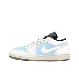 Jordan Баскетбольные кроссовки Air 1 Sea Salt Coconut, износостойкие, винтажные, низкие, унисекс, небесно-голубые 553558-092(team1119-海盐椰椰) | white blue