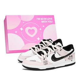 Nike Кроссовки для скейтбординга Dunk Black White, Lucky Kitten, износостойкие, унисекс, светло-розовые dd1391-100（team883-幸运猫咪粉鞋盒） | light pink