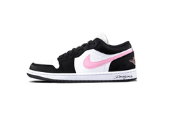 Jordan Баскетбольные кроссовки Air 1 Pink Panda с амортизацией, износостойкие, низкие, винтажные, унисекс, черные 553558-146(team425-粉熊猫) | black