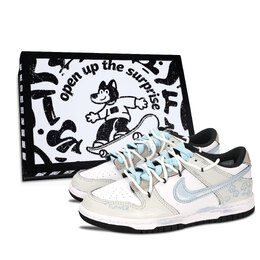 Nike Кроссовки для скейтбординга Dunk Black White, Beautiful Garden, износостойкие, низкие, унисекс, синие dd1391-100（team883-美丽花园黑鞋盒） | blue