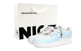 Nike Кроссовки Air Force 1 для скейтбординга, устойчивые к истиранию, унисекс, белые, синие cw2288-111（team1110-海绘圣翼s-box） | white blue shopping bag