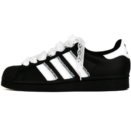 Adidas SUPERSTAR Lazy износостойкие низкие кроссовки для скейтбординга унисекс, черные, белые eg4959(team562-慵懒少女) | black white