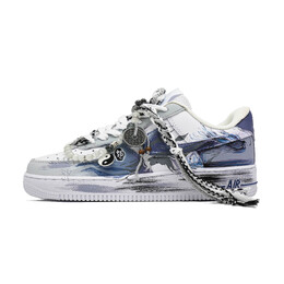 Nike Кроссовки для скейтбординга Air Force 1 Tai Chi Dragon Wandering, износостойкие, низкие, унисекс, сине-серые cw2288-111(team726-太极游龙) | blue gray