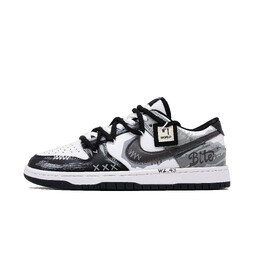 Nike Кроссовки для скейтбординга Dunk Street Artist, износостойкие, низкие, унисекс, черные, белые, серые hf5441-100(team1027-街头艺术家) | black white gray