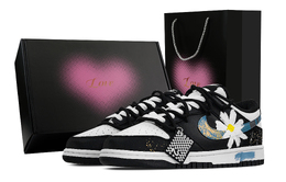 Nike Кроссовки для скейтбординга Dunk Between The Blossoms Heart Box, устойчивые к истиранию, низкие, унисекс, синие, белые, черные dd1391-100(team773-止间芳华-爱心礼盒) | blue white black