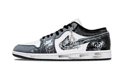 Jordan Баскетбольные кроссовки Air 1 Ink Dot Bear с перевернутым верхом, низкие, винтажные, унисекс, черные, белые 553558-165(team1034-墨点熊翻车了) | black white