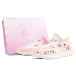 Adidas Кроссовки Yeezy Boost 350 V2, дышащие, повседневные, унисекс, белые, розовые hq6316(team76-粉星闪闪s-box） | white pink