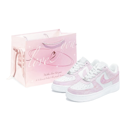 Nike Кроссовки для скейтбординга Air Force 1, унисекс, низкие, белые/светло-розовые dd8959-100(teamtwo- 月下繁星bag) | light pink