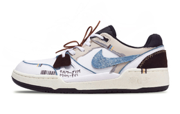 Nike Кроссовки для скейтбординга Full Force Weekend Moments, Toe Art Low Top, унисекс, белые, коричневые fb1362-101(team1233-周末时光） | white brown