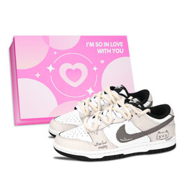 Nike Кроссовки для скейтбординга Dunk Black White, Happy Meowth, износостойкие, бежевые, унисекс dd1391-100（team883-开心喵喵粉鞋盒） | beige