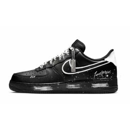 Nike Кроссовки Air Force 1 Blank, Black Warrior, износостойкие, балансирующие, низкие, для скейтбординга, унисекс, черные cw2288-001（team1267-留白） | black