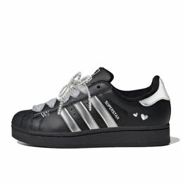Adidas Кроссовки для скейтбординга Superstar 2 Silver Heart Black Oyster Low Top, женские, черно-серебристые ji0079(team1267-银心黑贝) | black silver