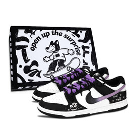 Nike Кроссовки для скейтбординга Dunk Black White, Night Star, износостойкие, низкие, унисекс, фиолетовые dd1391-100（team883-夜辰星黑鞋盒） | purple