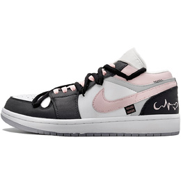 Jordan Баскетбольные кроссовки Air 1 Heart Wave Low Top Vintage унисекс, черные, белые, розовые dc0774-105(team307-心波） | black white pink