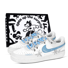 Nike Кроссовки для скейтборда Court Vision 1 Dream Snowflake Box, износостойкие, низкие, унисекс, синие, белые, серые dh2987-101(team-971梦想雪花鞋盒) | blue white gray