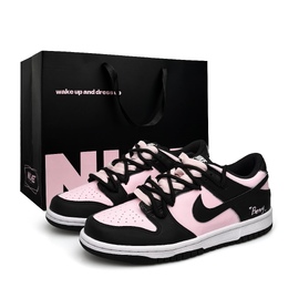 Nike Кроссовки для скейтбординга Dunk унисекс, низкие, черные/белые/розовые dd1391-100(team920-樱花白桃双鞋带box) | black pink (black pink special shopping bag)