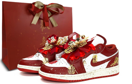 Jordan Свадебные туфли Air 1, низкие винтажные баскетбольные кроссовки Love Forever с амортизацией, унисекс, красные fj3465-160(team35-百年好合婚鞋s-box) | red