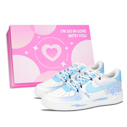 Nike Кроссовки Air Force 1 Kitten Fishing Pink Shoe Box, устойчивые к истиранию, низкие, для скейтбординга, унисекс, синие dd8959-100（team883- 小猫钓鱼粉鞋盒） | blue