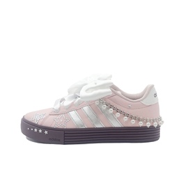 Adidas Кроссовки Daily 4.0 с бусинами и драгоценными камнями, износостойкие, низкие, для скейтбординга, унисекс, розовые jr0080(tea641-珠帘珠玉) | pink