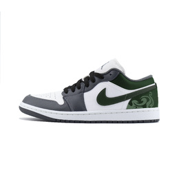 Jordan Баскетбольные кроссовки Air 1 LOW, износостойкие, винтажные, унисекс, белые, зеленые 553558-044（team448-绿） | white green